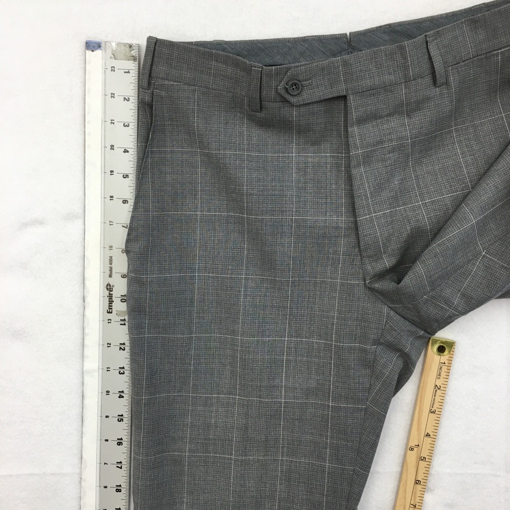 J. Hilburn Vitale Barberis Canonico Grey Plaid Wool Dress Pants Mens 31x30 - Picture 8 of 9